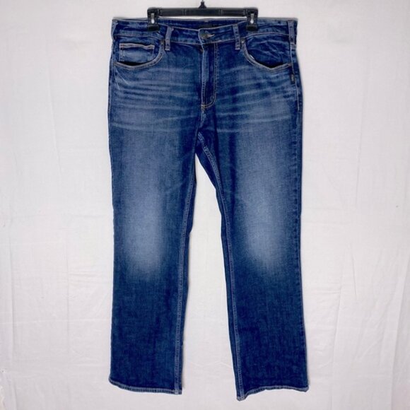 Silver Jeans Zac Dark Wash Straight Leg Blue Jeans 38 - Picture 15 of 15